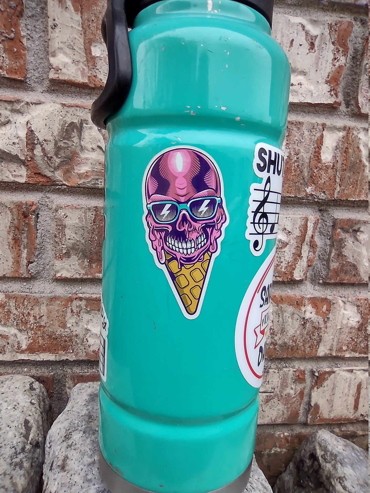 Skull Ice Cream Vinyl Sticker – Glossy Waterproof Goth Dessert Decal