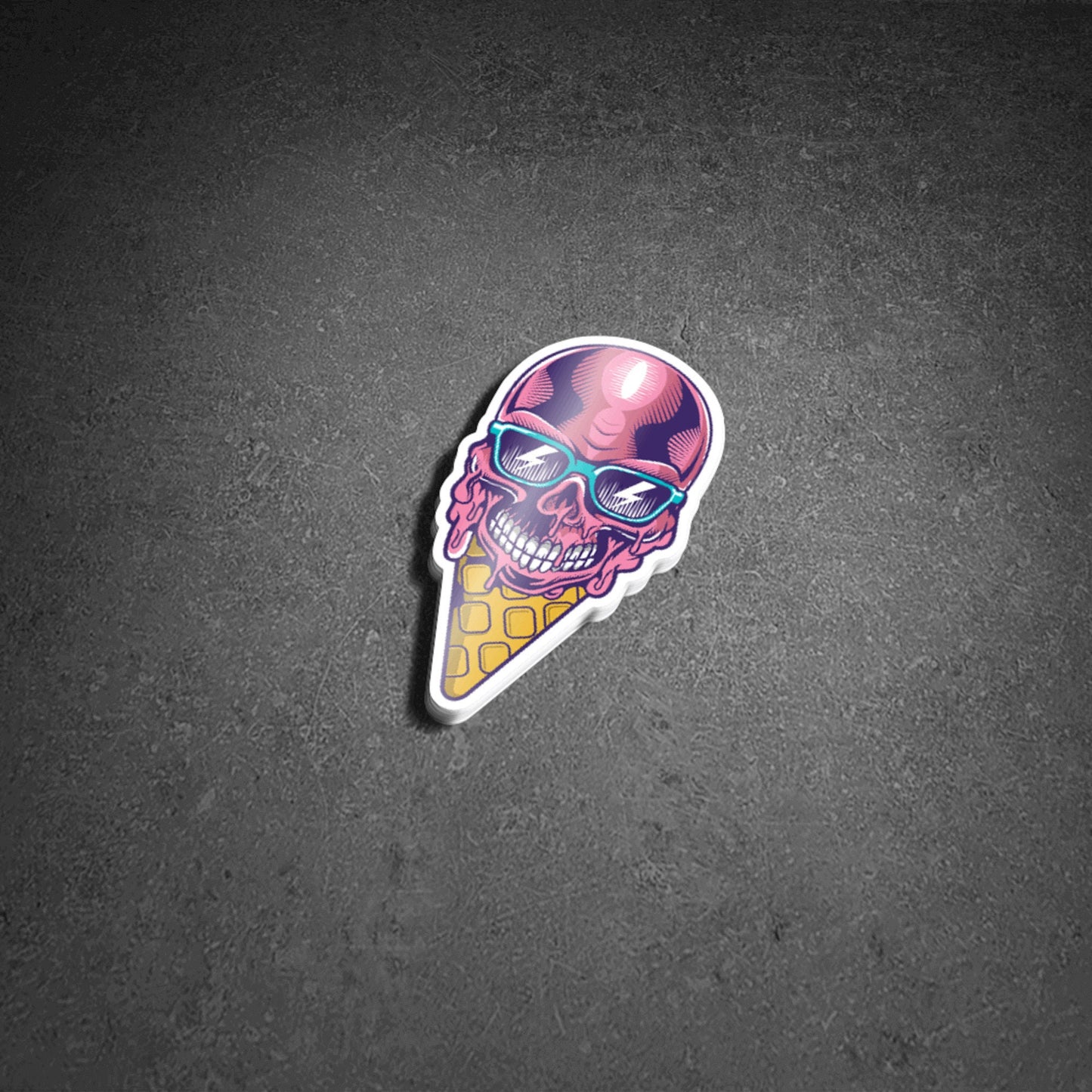 Skull Ice Cream Vinyl Sticker – Glossy Waterproof Goth Dessert Decal