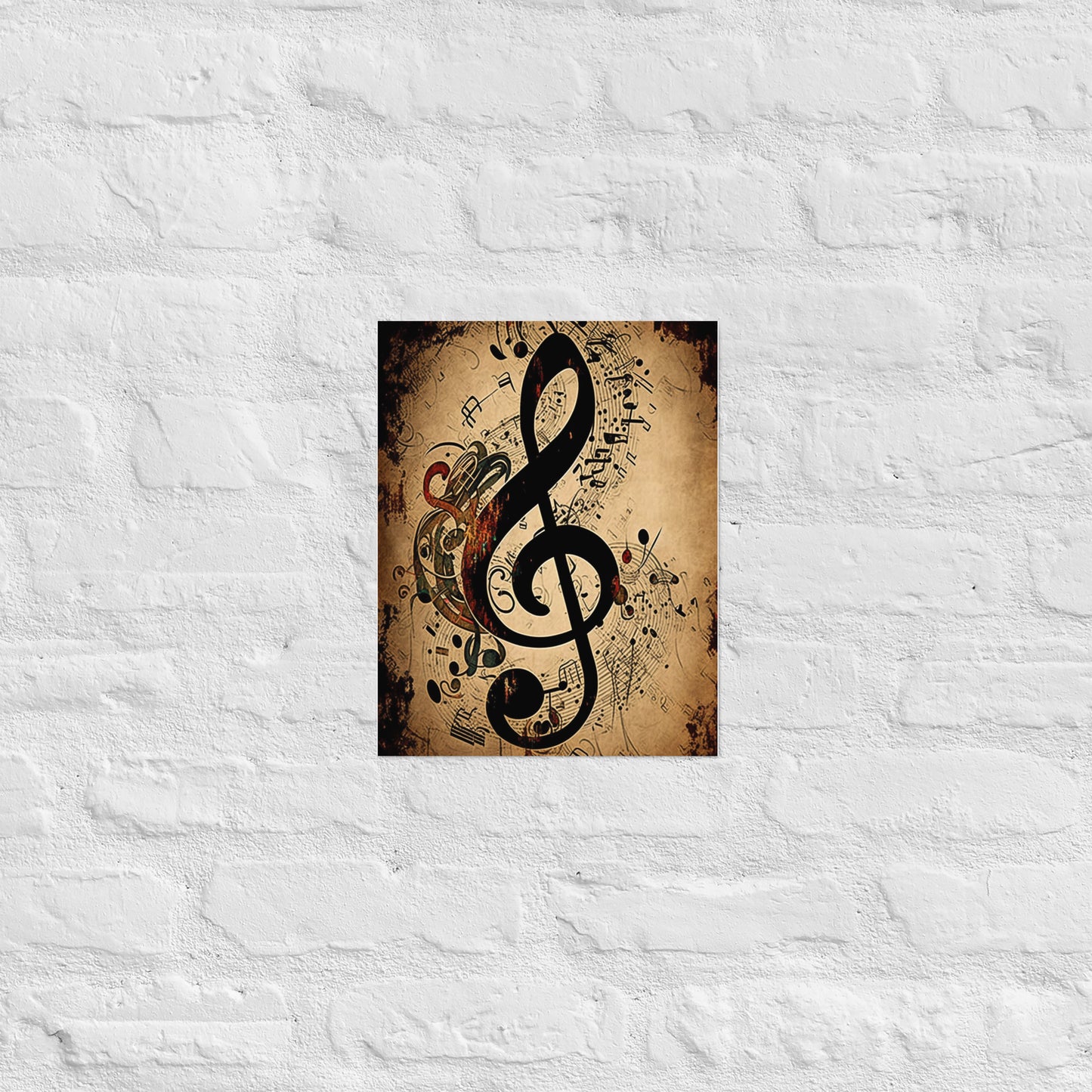 Póster rústico vintage de clave de sol