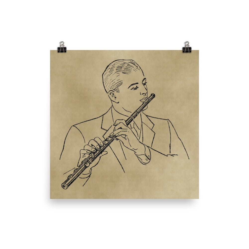 Póster vintage de flautista