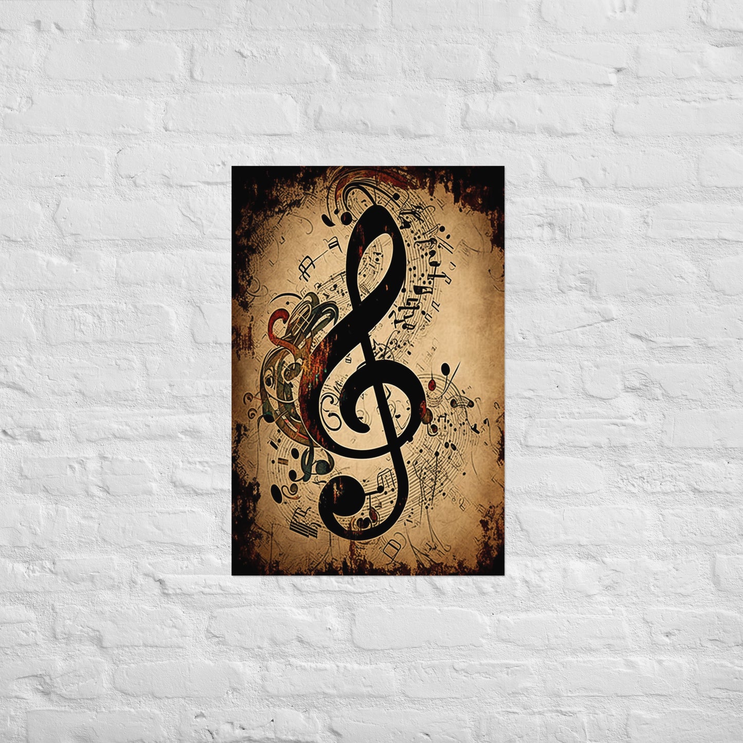 Póster rústico vintage de clave de sol