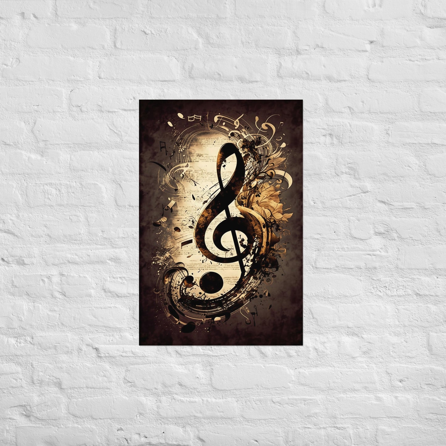 Póster vintage de armonía en clave de sol