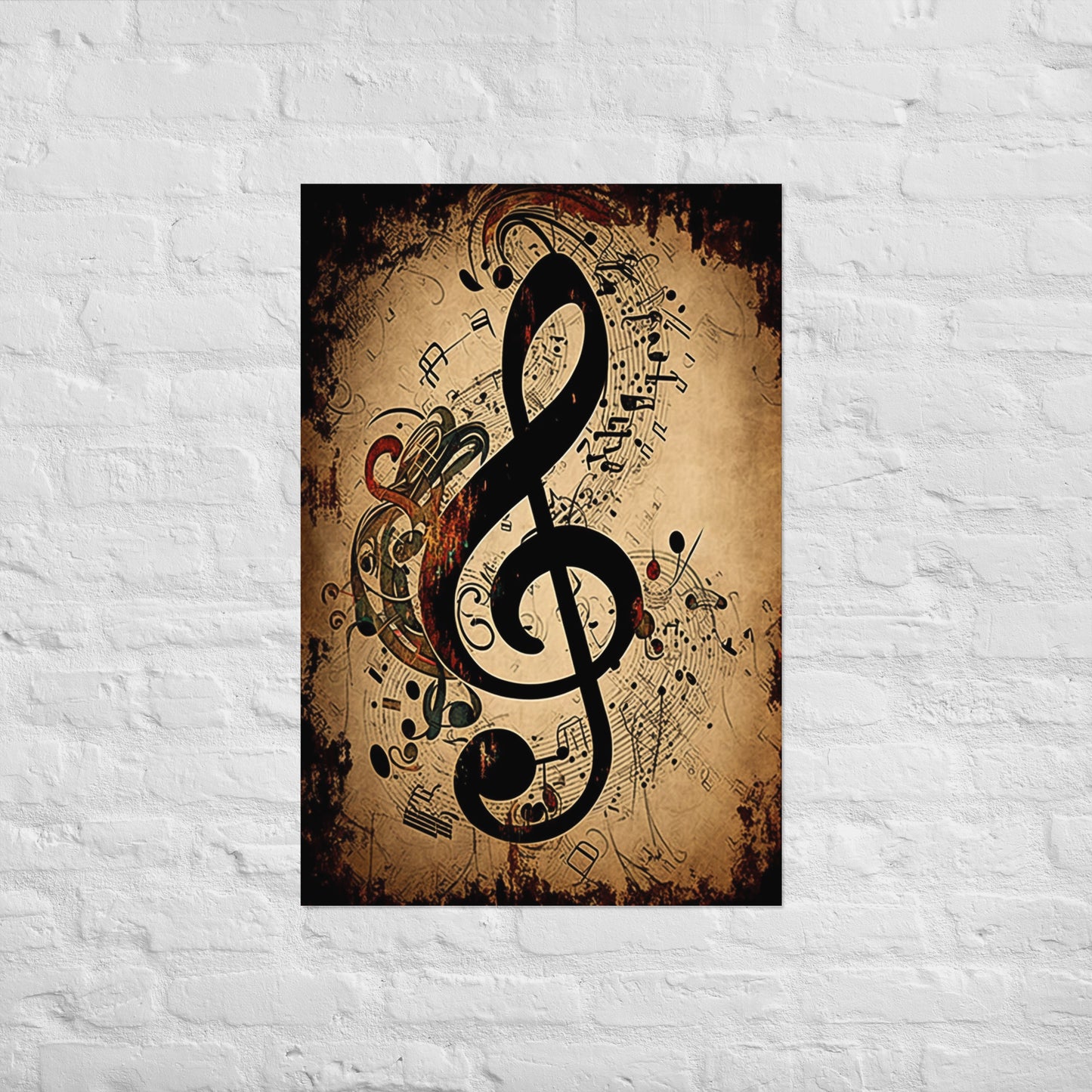 Póster rústico vintage de clave de sol
