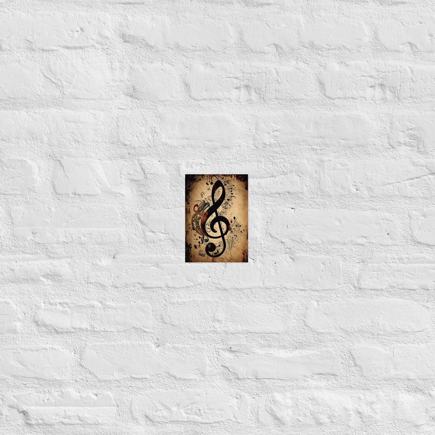 Póster rústico vintage de clave de sol