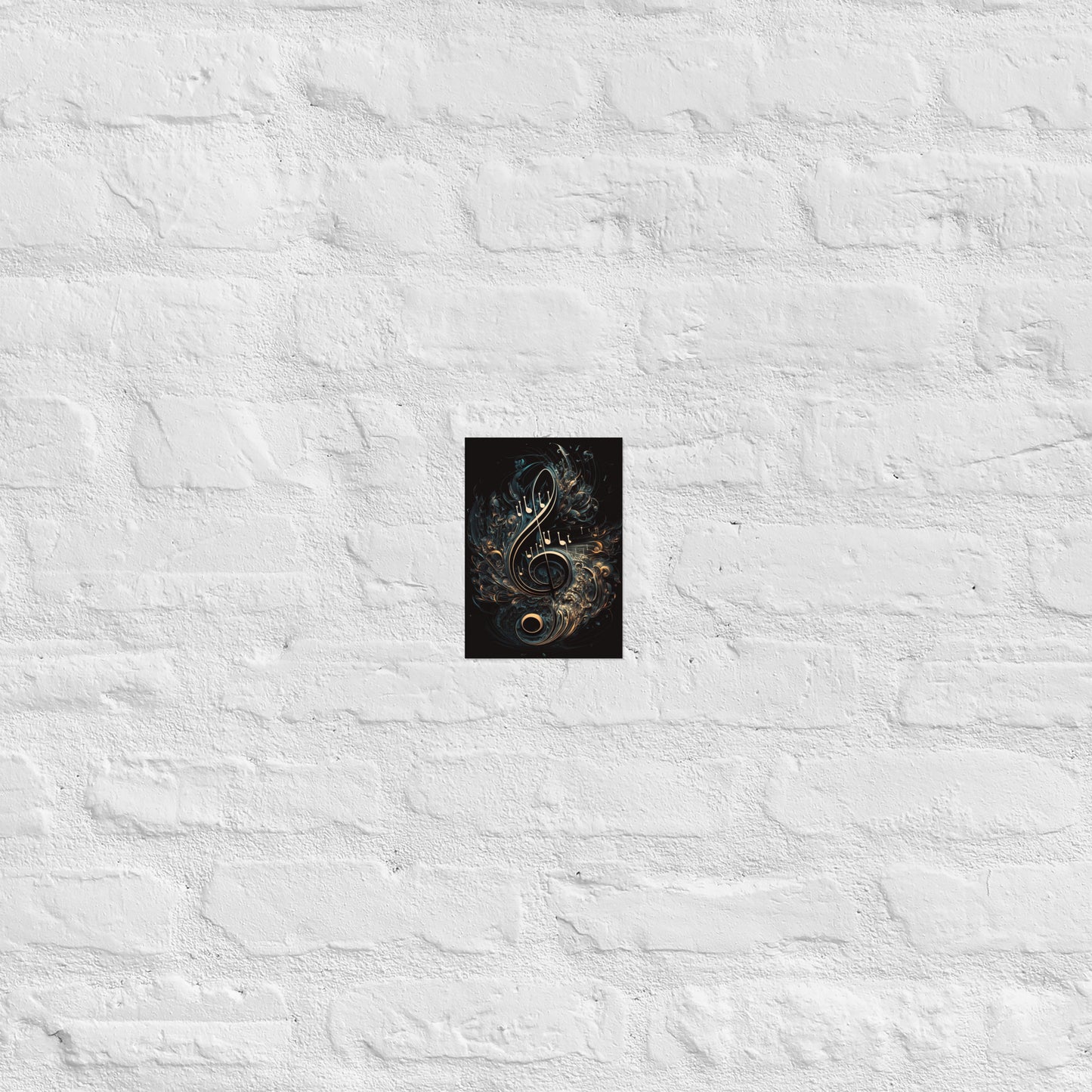 Elegante póster con espiral de clave de sol dorada