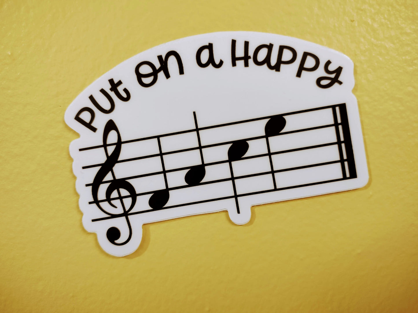 Put on a Happy Face Sticker – Musical Notes Smiley for Music Lovers