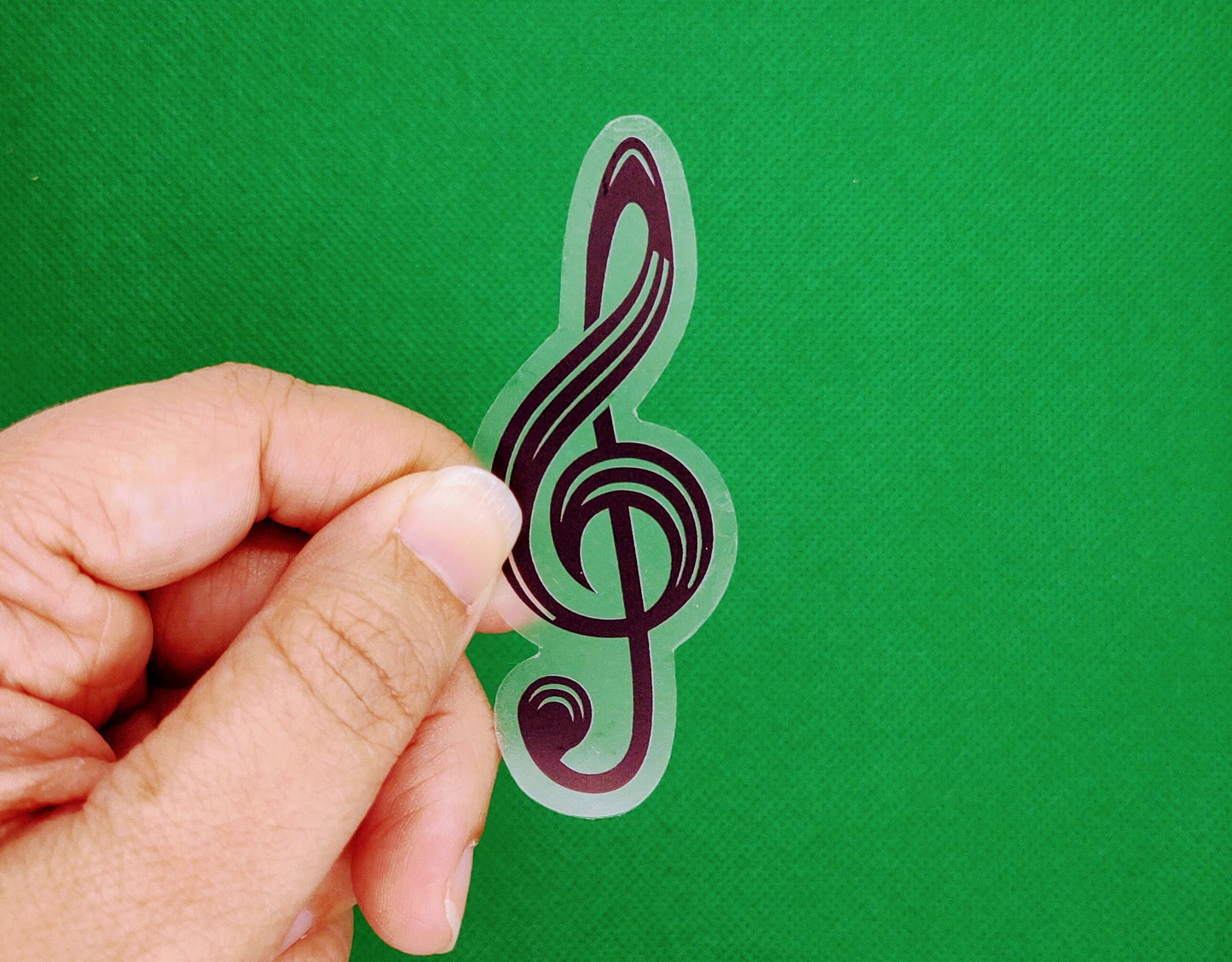 Treble Clef Transparent Vinyl Sticker – Minimalist Music Decal for Musicians