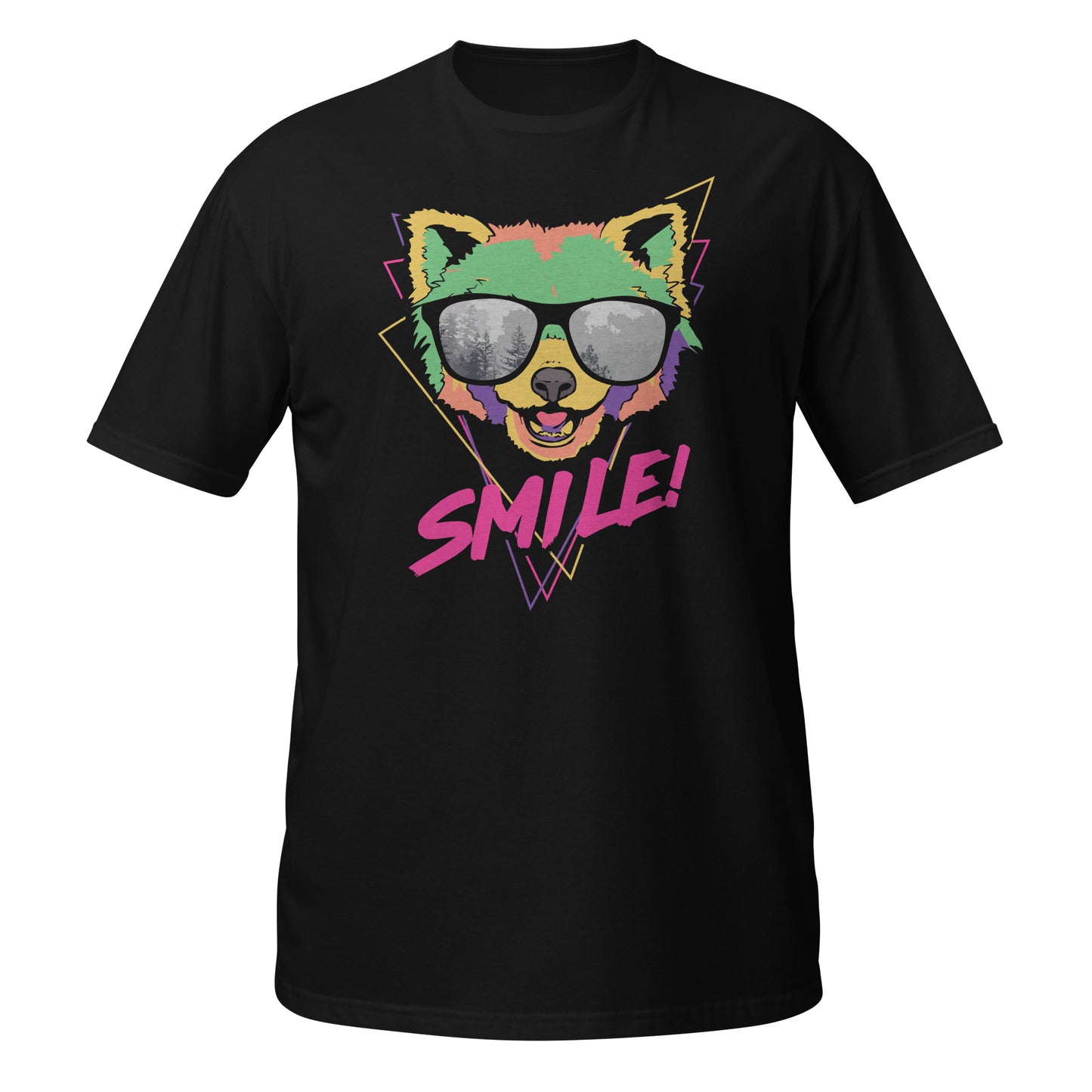Camiseta gráfica retro de panda rojo "¡Sonríe!"