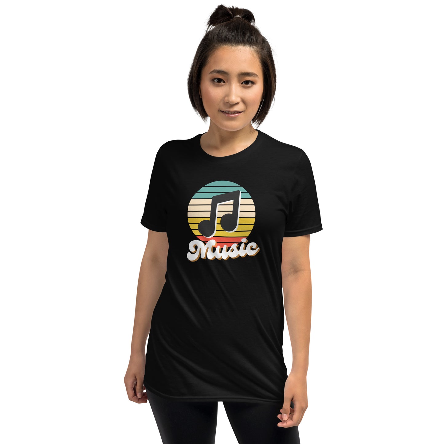 Camiseta retro con notas musicales