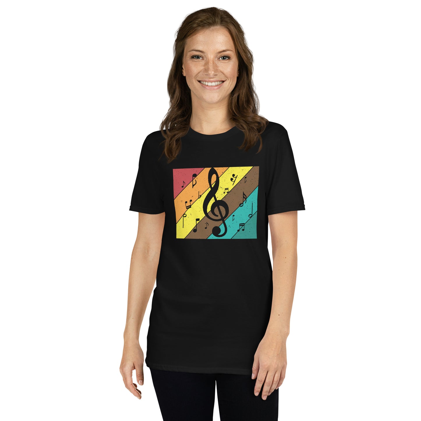 Camiseta con clave de sol y melodía retro