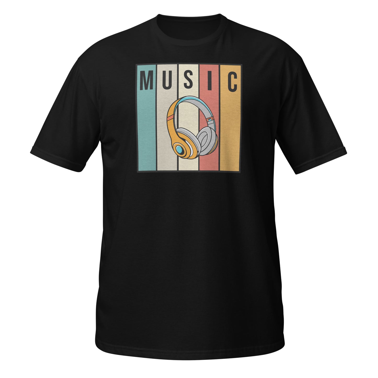 Camiseta con auriculares de música retro