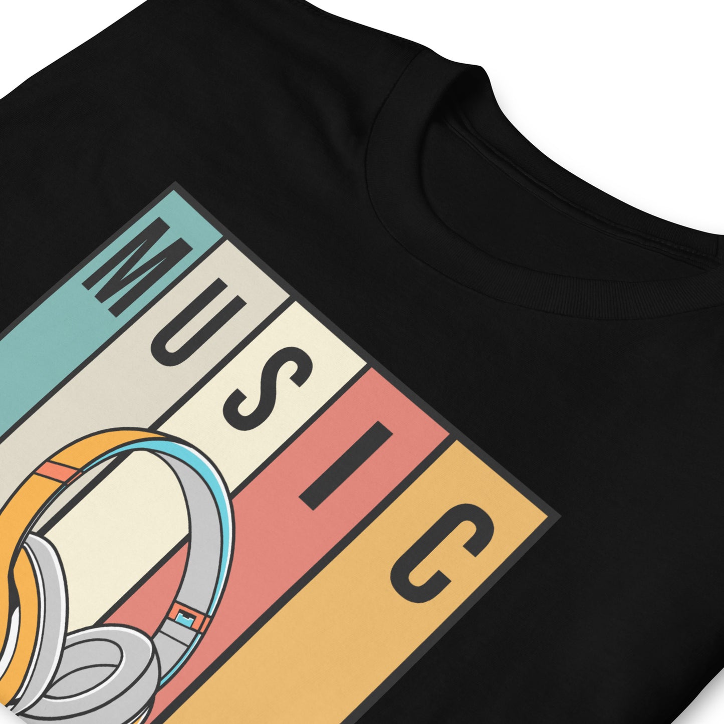 Camiseta con auriculares de música retro