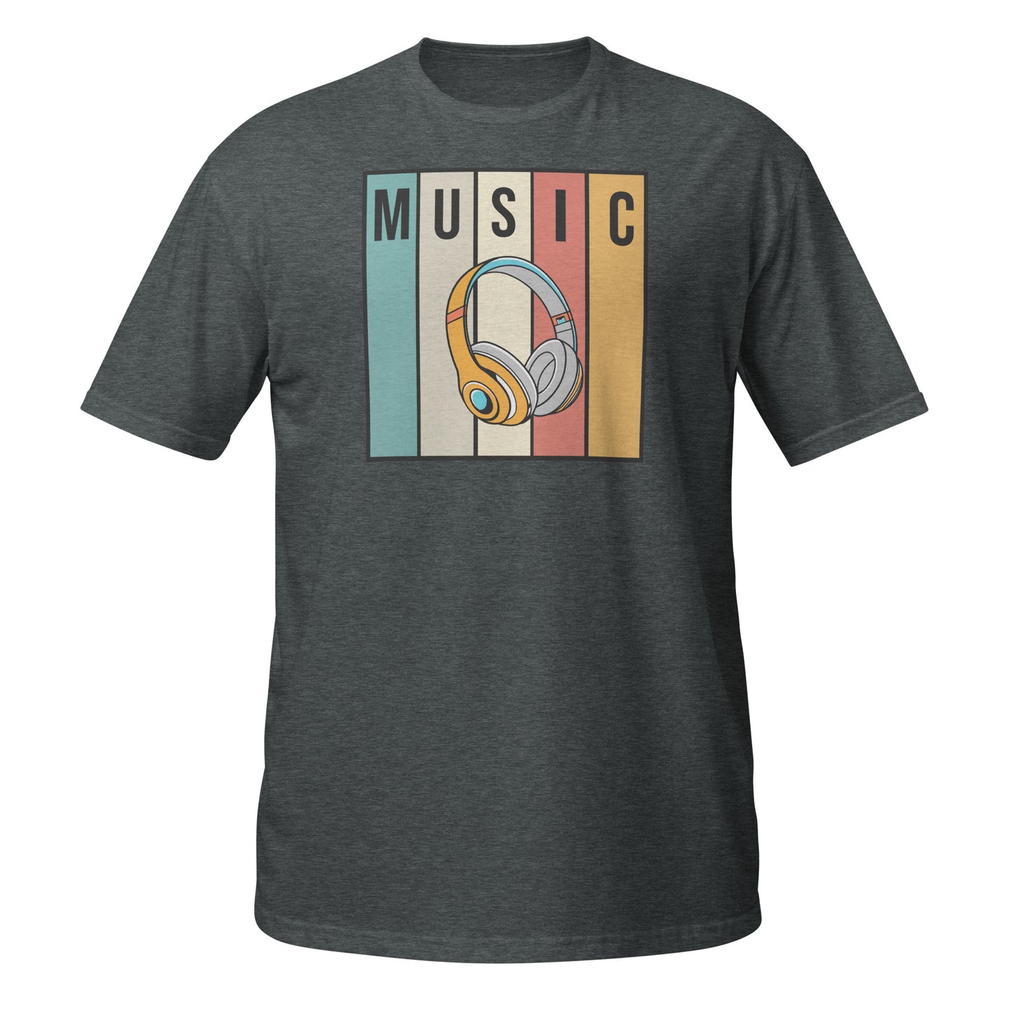 Camiseta con auriculares de música retro