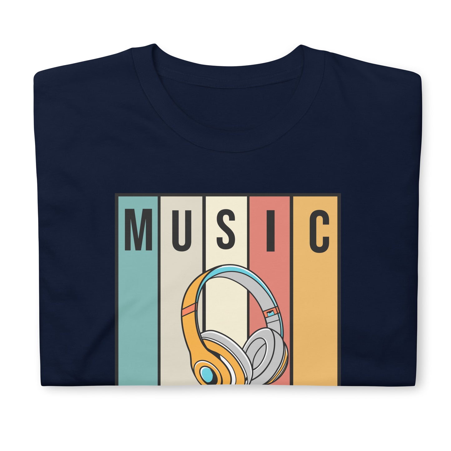 Camiseta con auriculares de música retro
