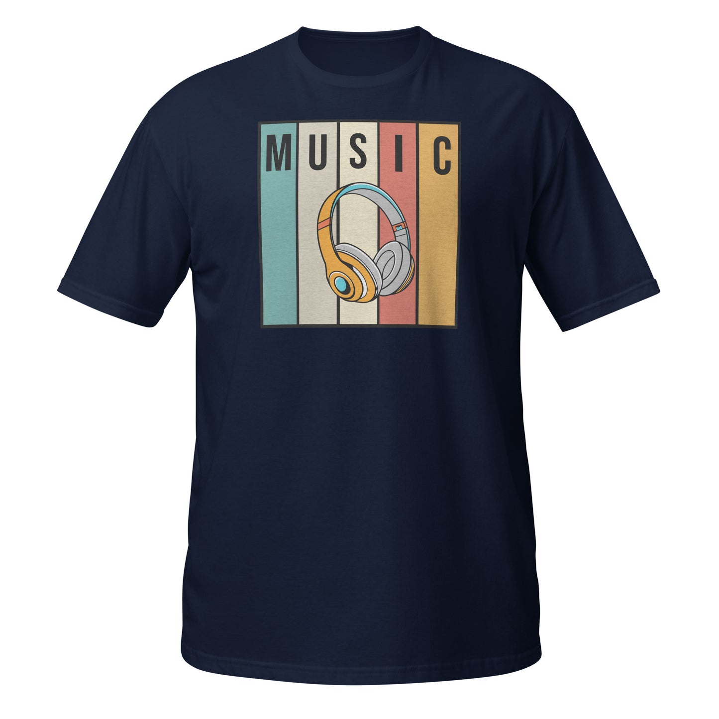 Camiseta con auriculares de música retro