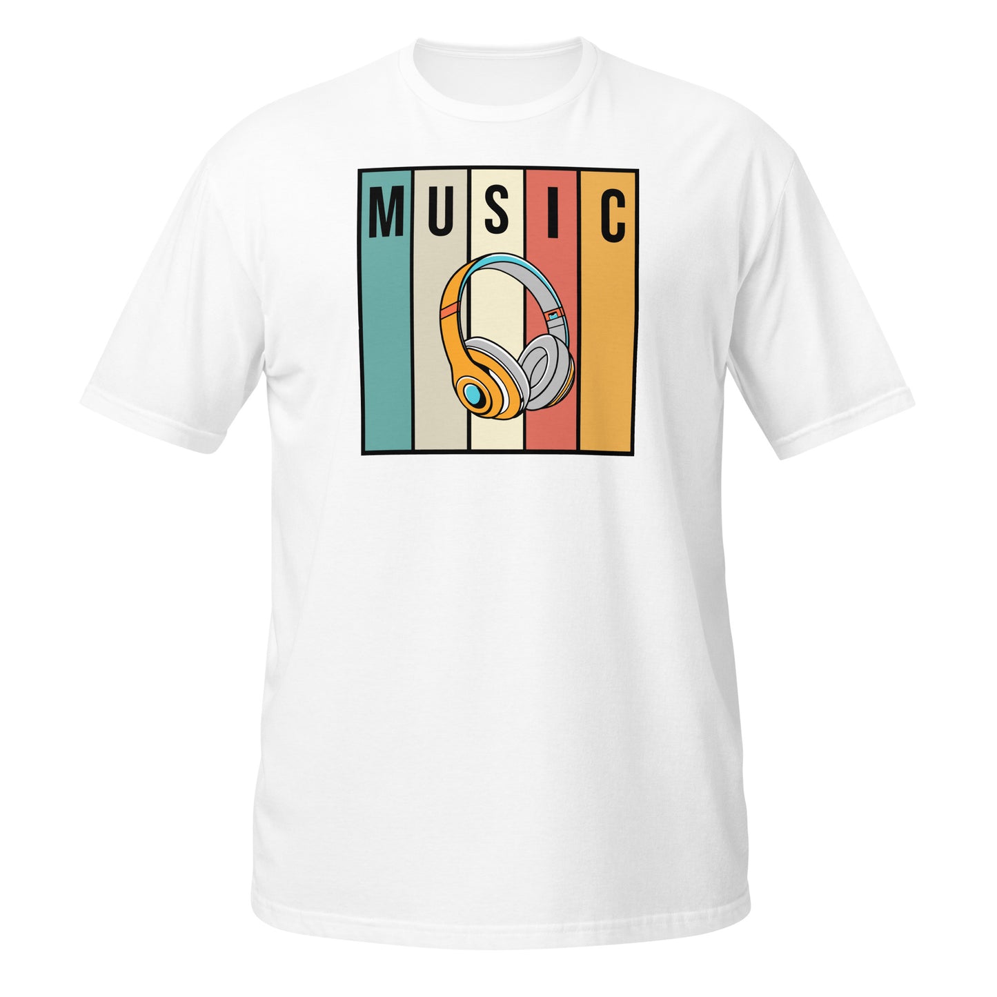 Camiseta con auriculares de música retro