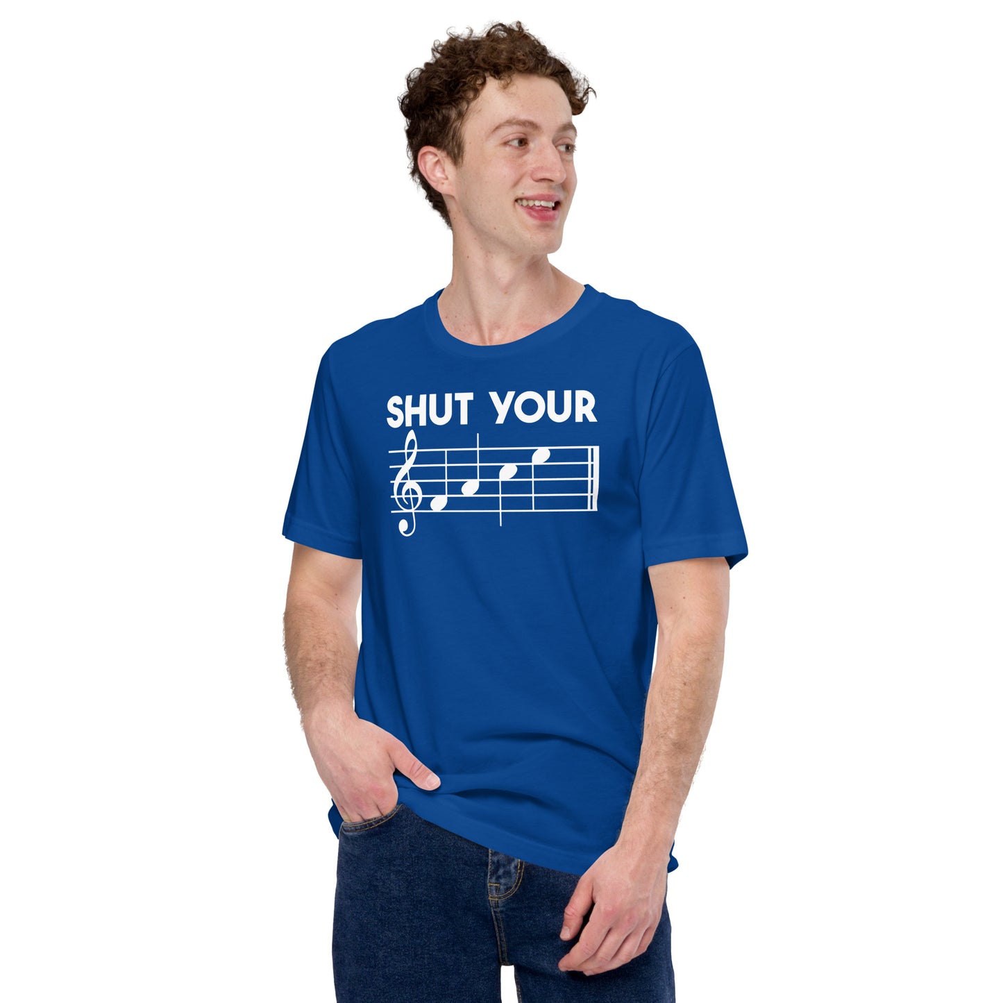 Cierra la cara Camiseta con notas musicales