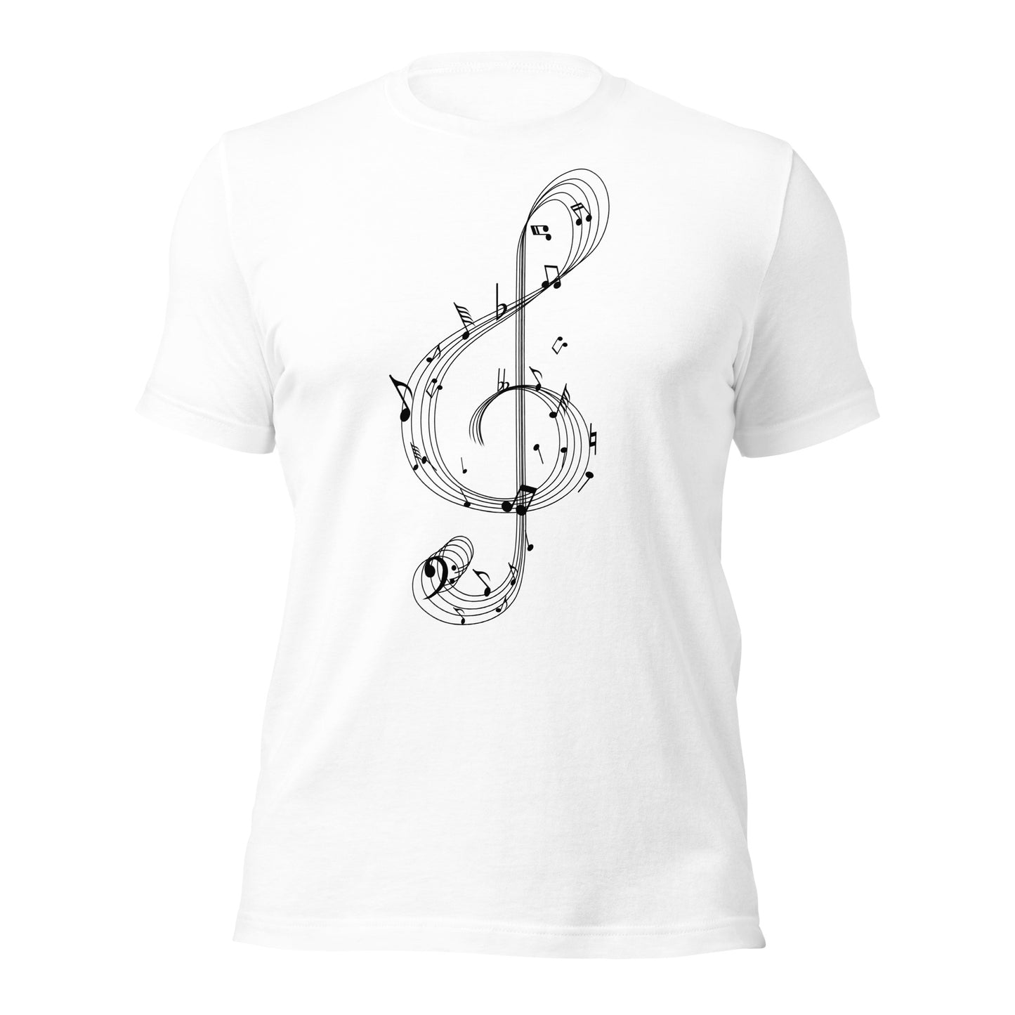 Camiseta con clave de sol y melodía caprichosa