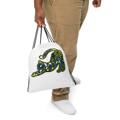 Bolsa con cordón de gatito con diseño de mandala estirable