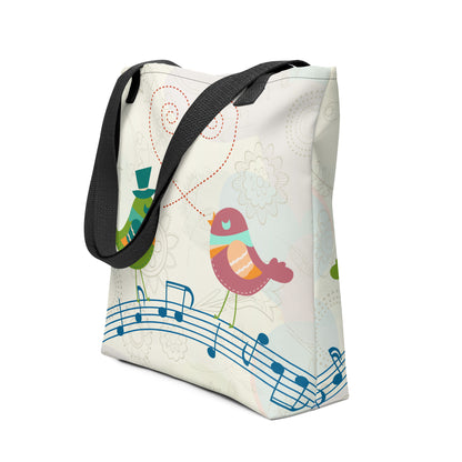 Bolsa de tela con música de pájaros del amor