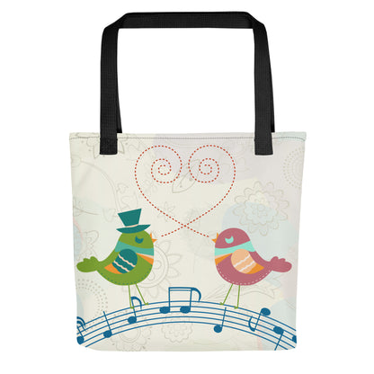 Bolsa de tela con música de pájaros del amor