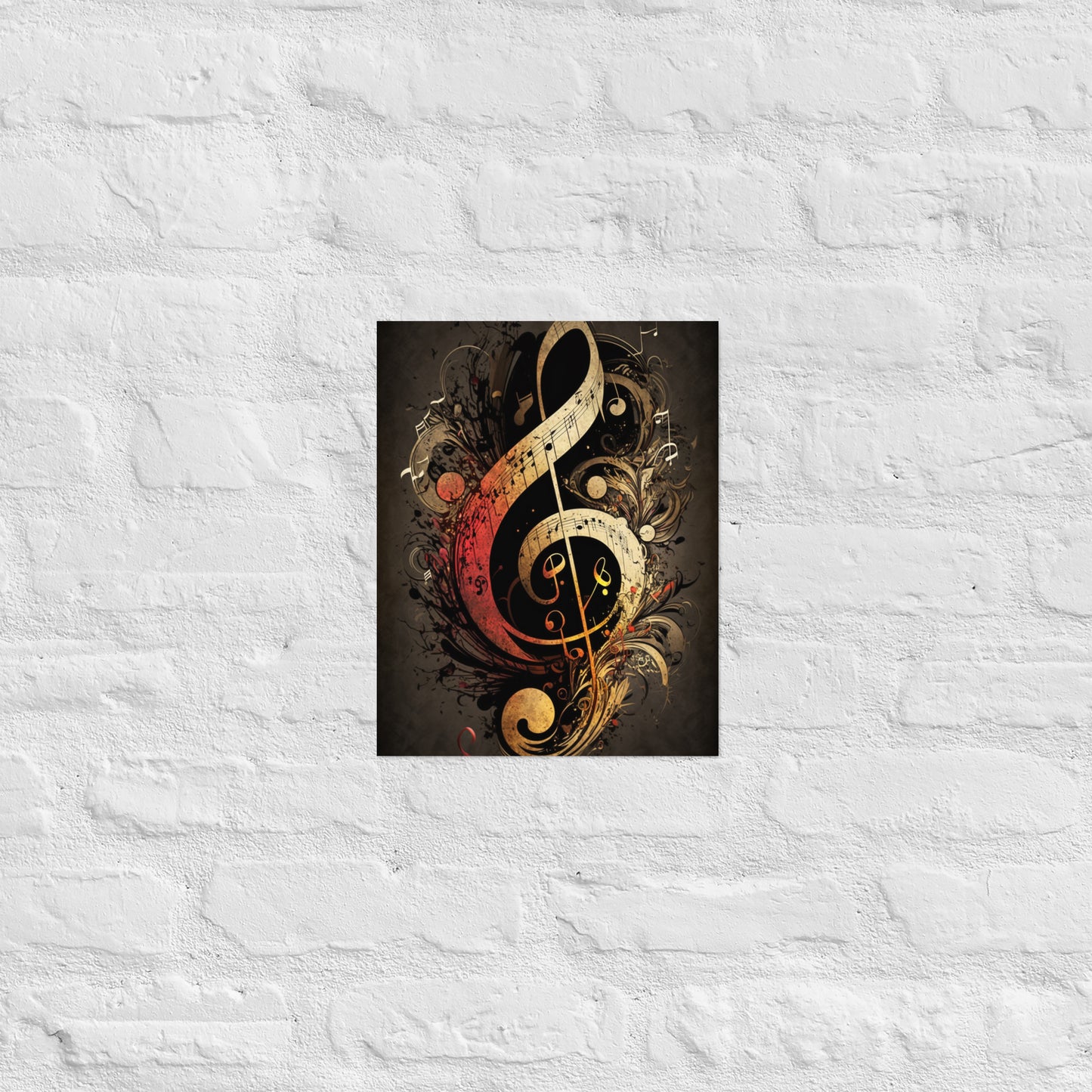 Abstract Treble Clef Fire Poster