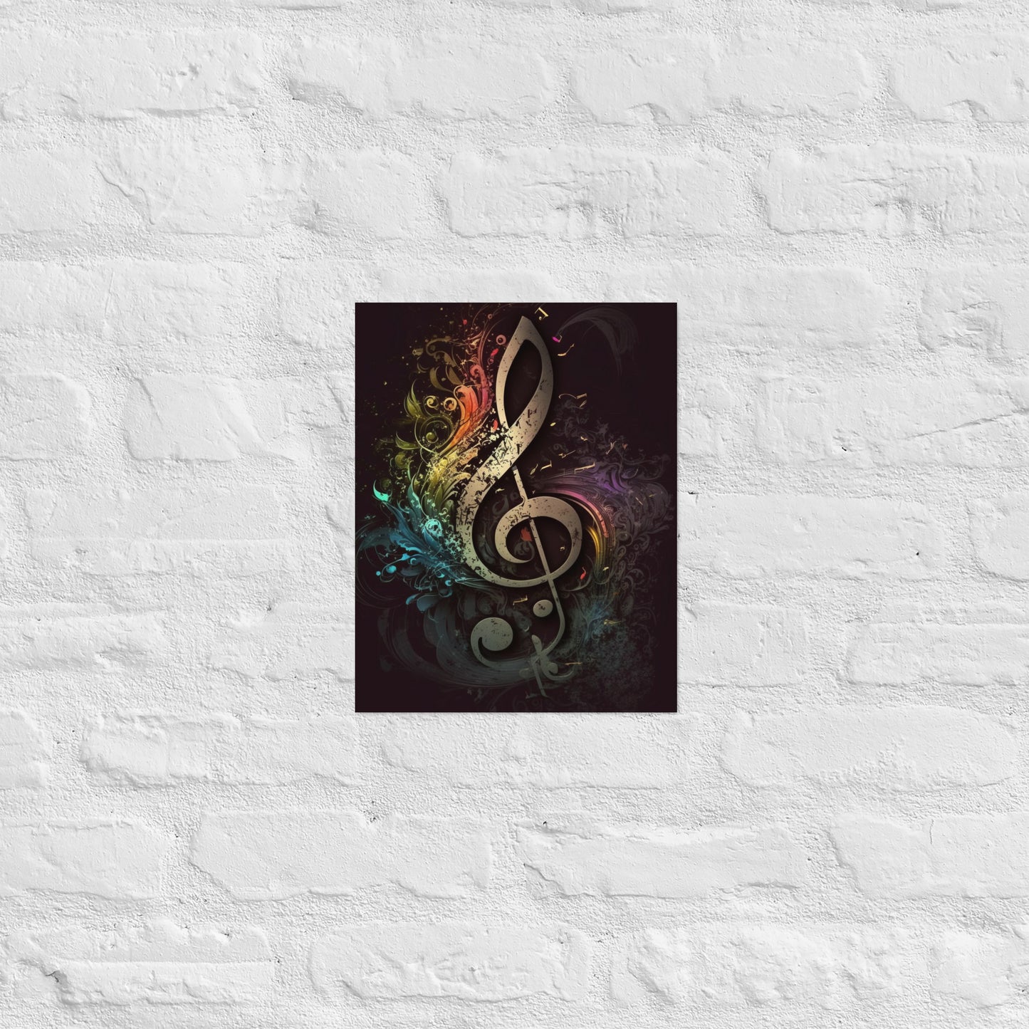 Vibrant Treble Clef Splash Poster