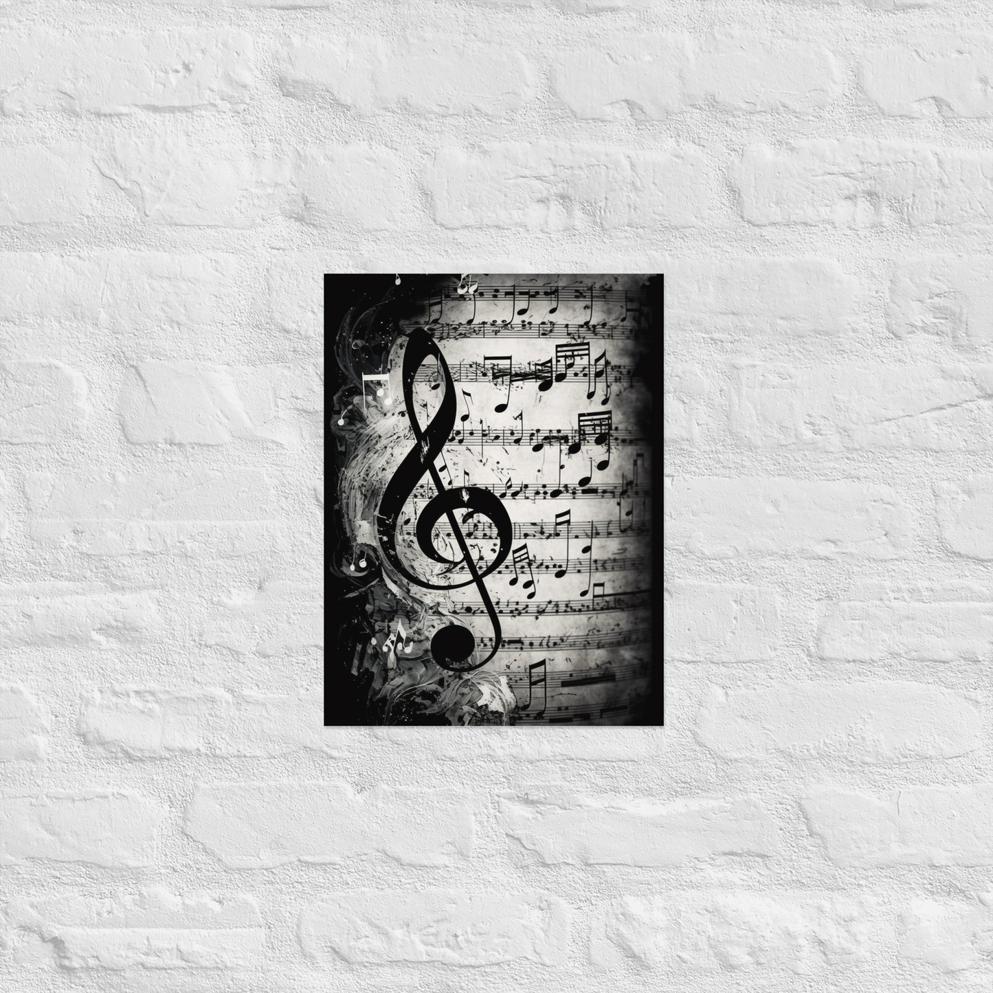 Monochrome Treble Clef Sheet Music Poster