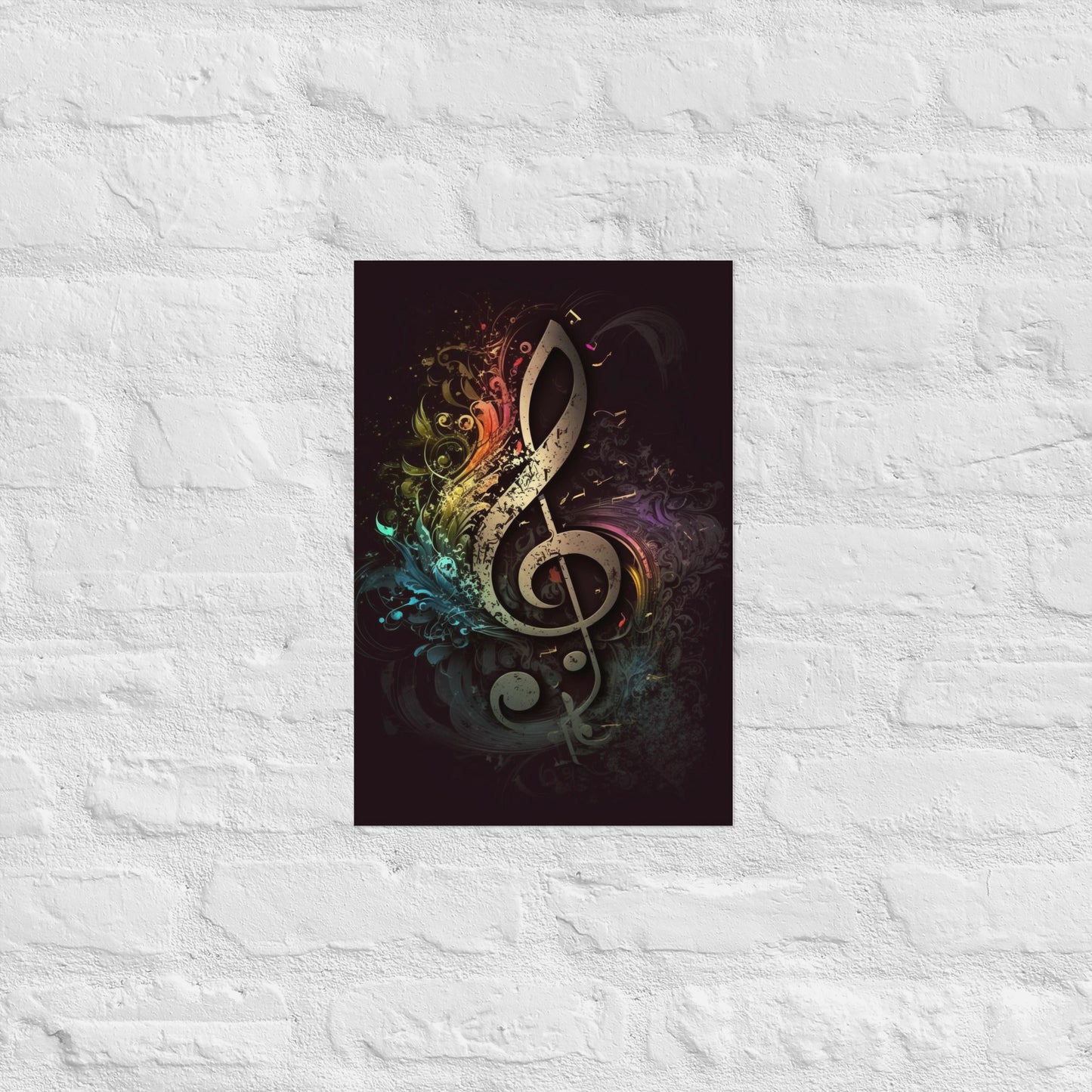 Vibrant Treble Clef Splash Poster