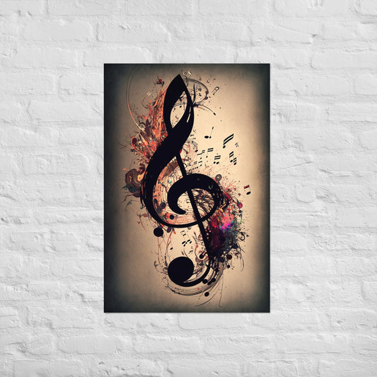 Artistic Splash Treble Clef Poster