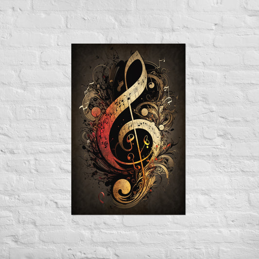 Abstract Treble Clef Fire Poster