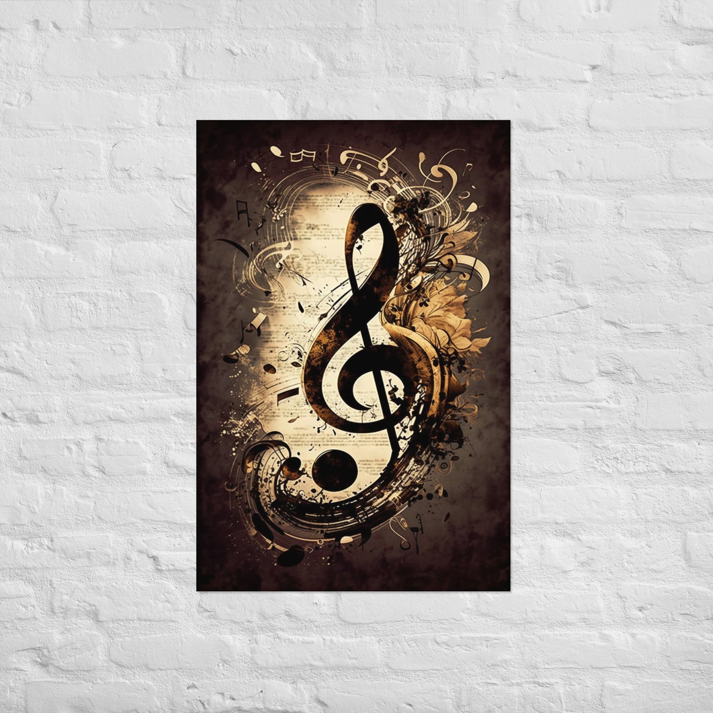 Vintage Treble Clef Harmony Poster