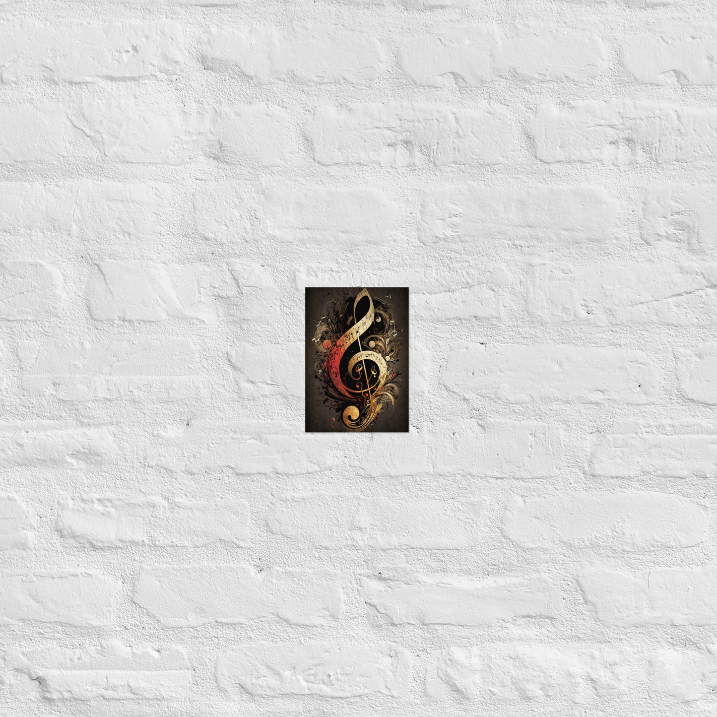 Abstract Treble Clef Fire Poster