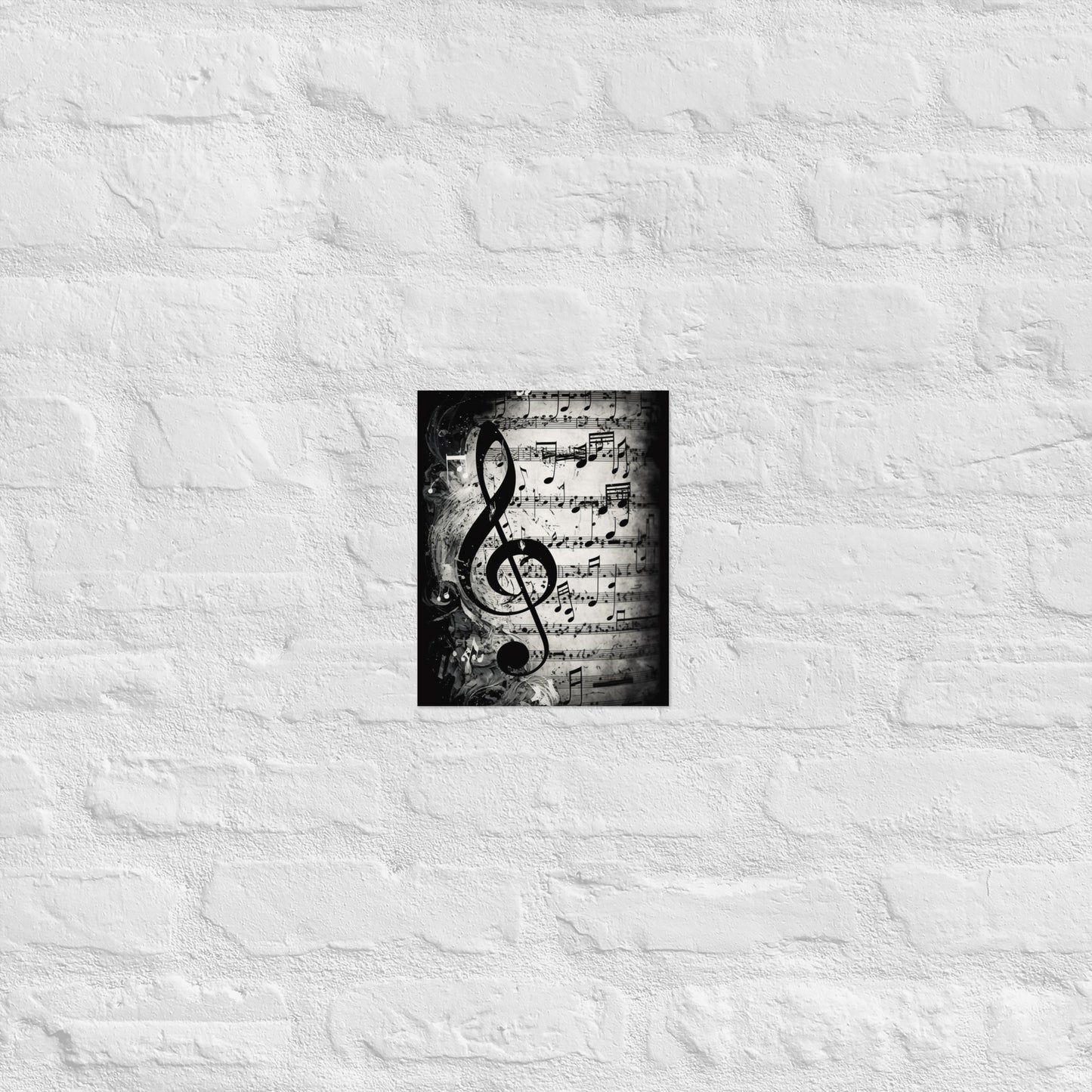 Monochrome Treble Clef Sheet Music Poster