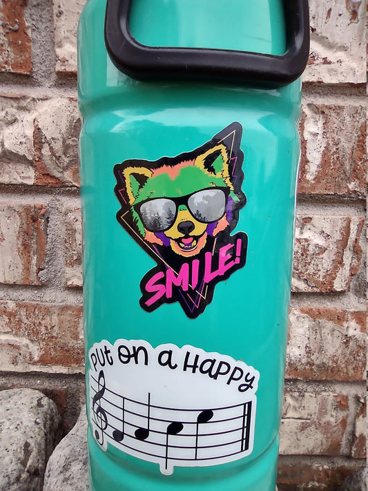 Smile Red Panda Vinyl Sticker – Retro Glossy Design for Animal Lovers