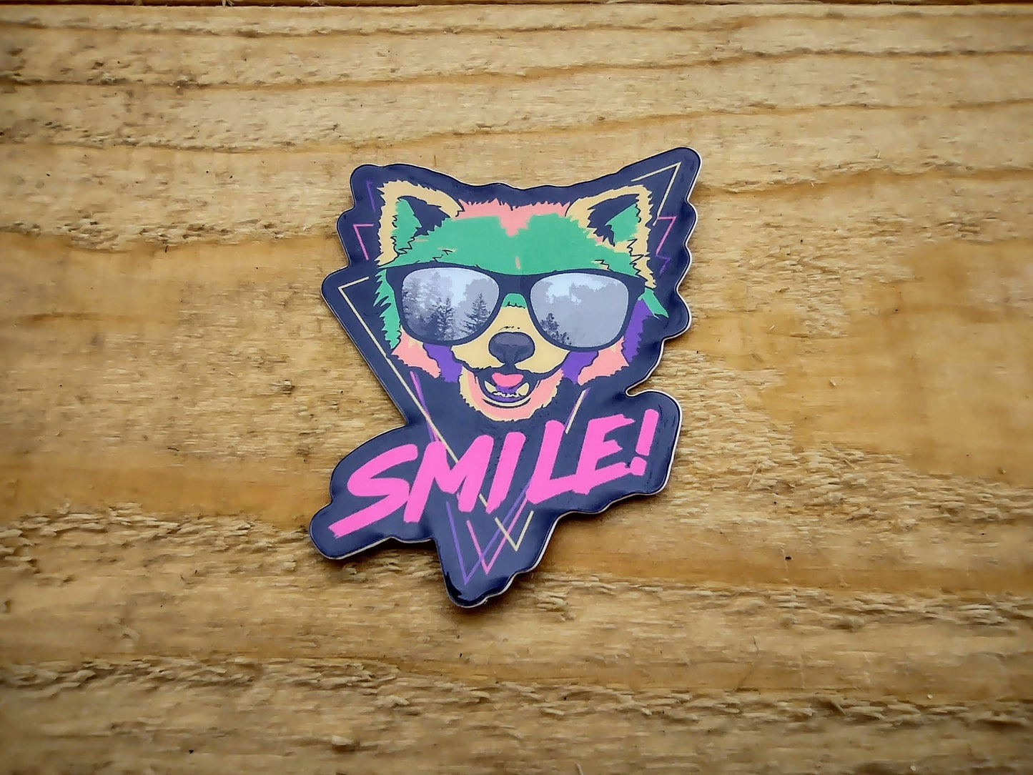 Smile Red Panda Vinyl Sticker – Retro Glossy Design for Animal Lovers