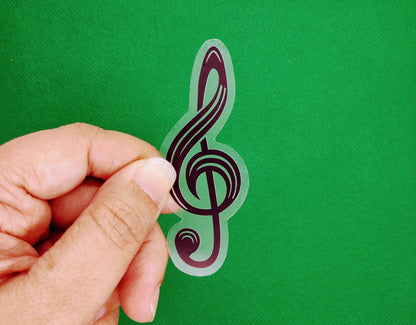 Treble Clef Transparent Vinyl Sticker – Minimalist Music Decal for Musicians