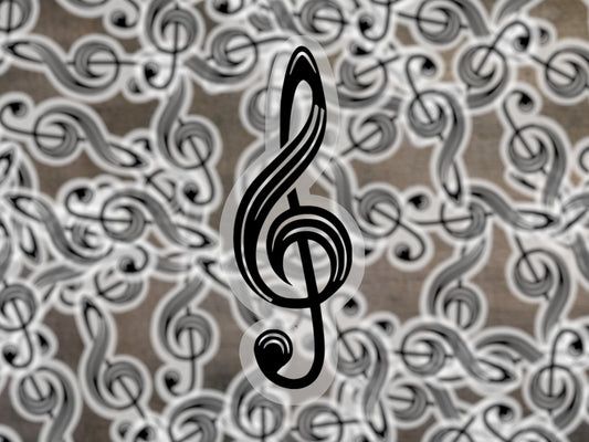 Treble Clef Transparent Vinyl Sticker – Minimalist Music Decal for Musicians