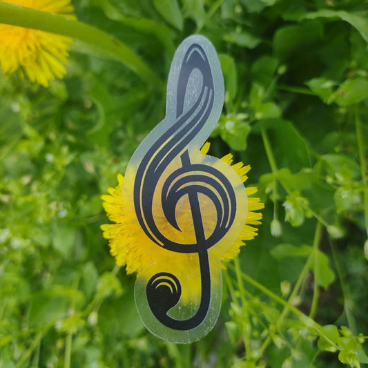 Treble Clef Transparent Vinyl Sticker – Minimalist Music Decal for Musicians