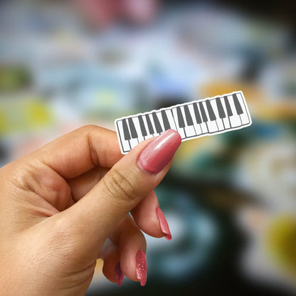 Pegatina de vinilo con teclas de piano: brillante, impermeable y resistente a los rayos UV, perfecta para amantes del piano y la música.