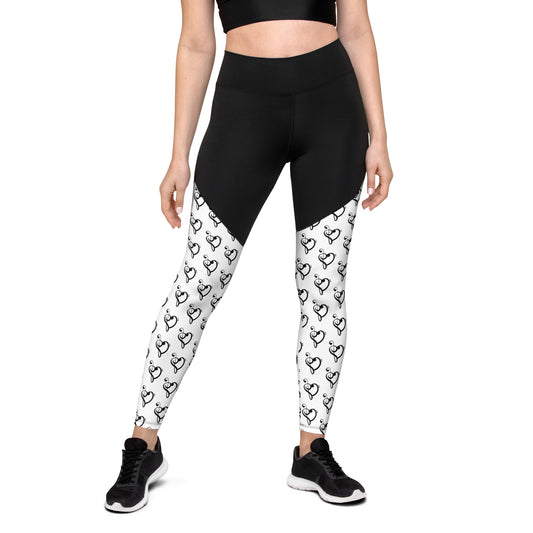 Treble and Bass Cleft Heart - Music Lover Sports Leggings