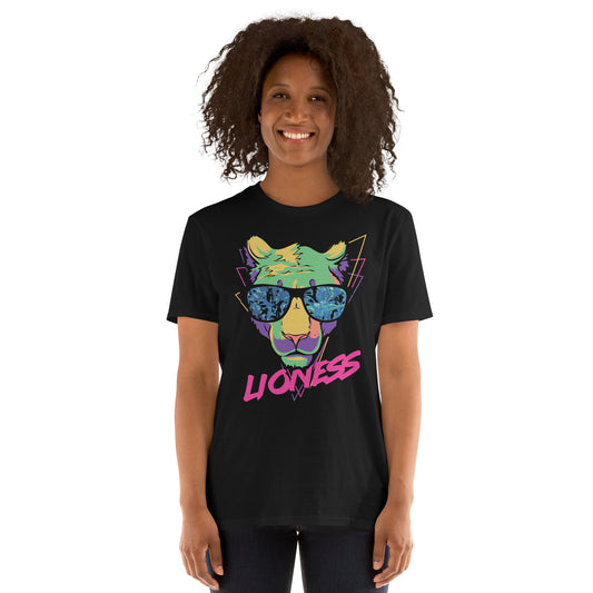 Camiseta gráfica con vibraciones retro de leona