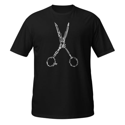 Camiseta gráfica con tijeras de peluquero