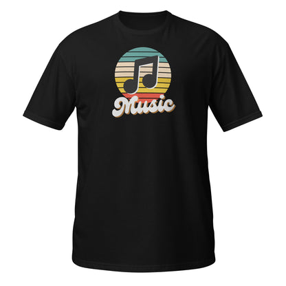 Camiseta retro con notas musicales