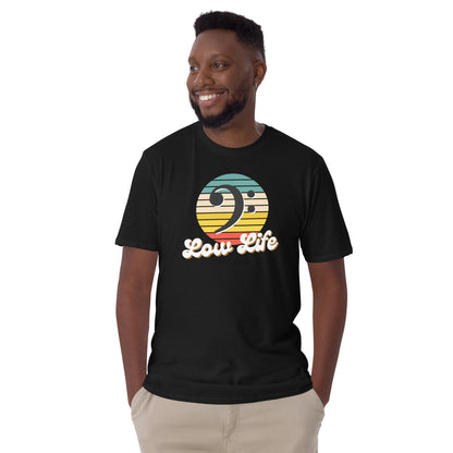 Camisa retro de clave de fa de la vida baja