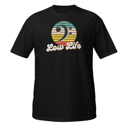 Camisa retro de clave de fa de la vida baja