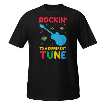 Rockeando con una melodía diferente - Camiseta de concienciación sobre el autismo