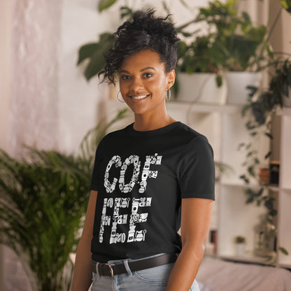 Camiseta gráfica con collage de amantes del café