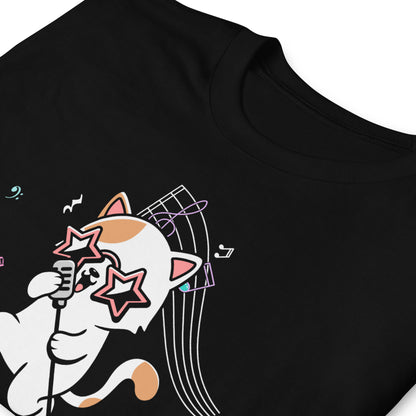 Camiseta de gatito cantante musical de estrella de rock