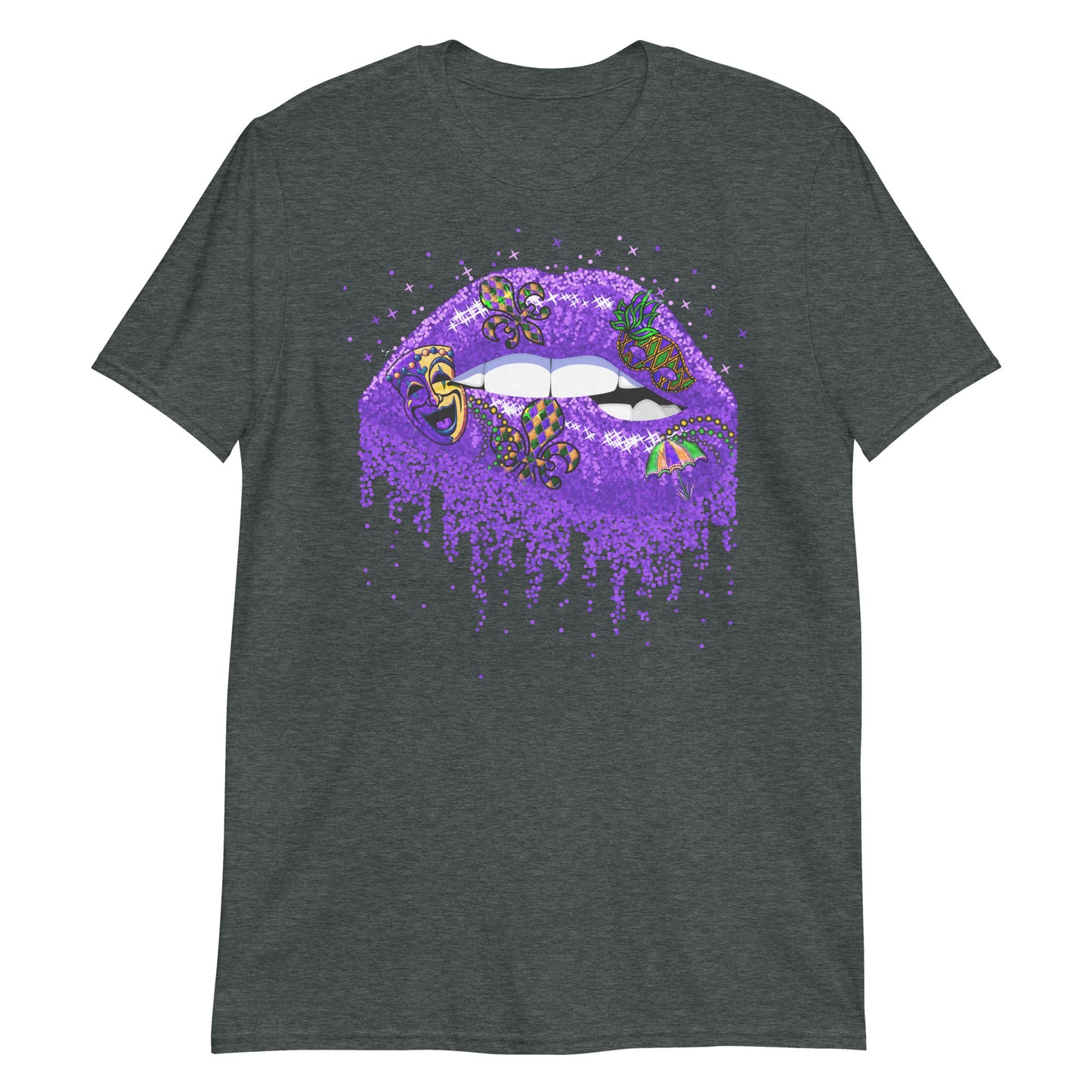 Mardi Gras Purple Glitter Lips Tee